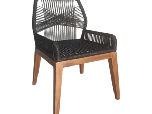 Teak Wood Dining Arm Chair with Black Synthetic Rattan Weaving