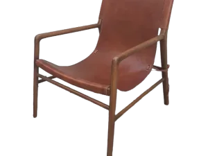 Teak Sling Chair with Leather