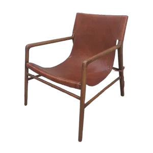 Teak Sling Chair with Leather
