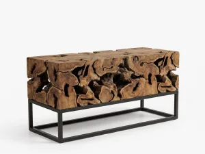 tertuju teak root console table furniture with metal leg