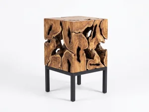 tertuju teak root side table furniture with metal leg