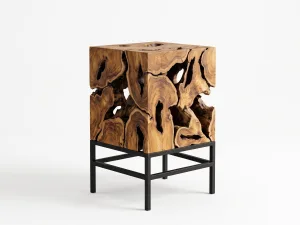 tertuju teak root side table furniture with metal leg