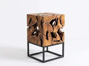 tertuju teak root side table furniture with metal leg