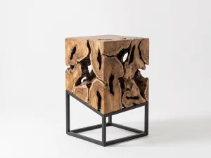tertuju teak root side table furniture with metal leg